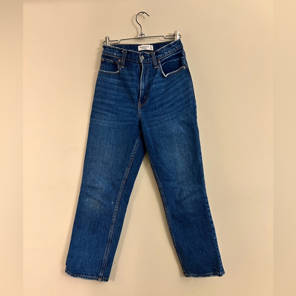 Abercrombie & Fitch 90s Straight Jeans Women Ultra High Rise Curve Love Sz 25